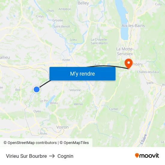 Virieu Sur Bourbre to Cognin map