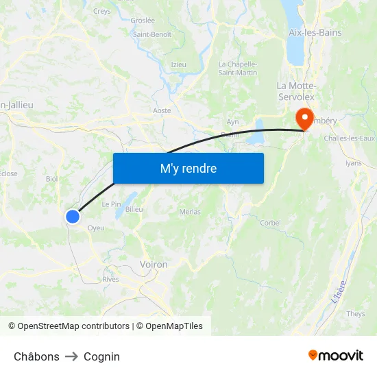 Châbons to Cognin map