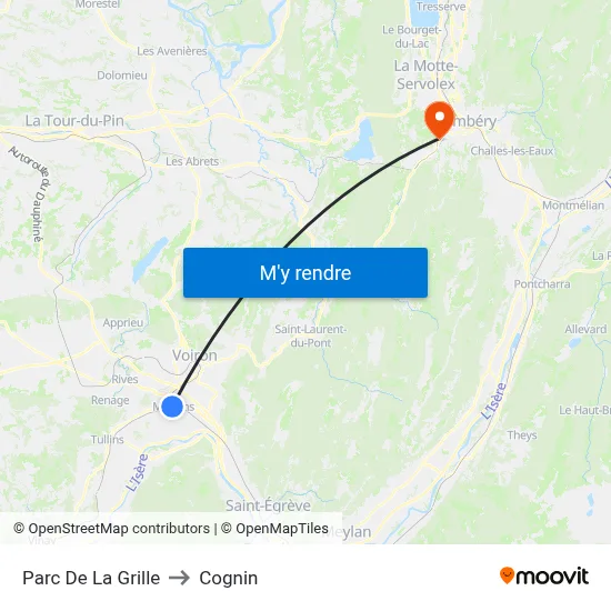Parc De La Grille to Cognin map