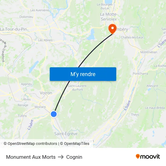 Monument Aux Morts to Cognin map