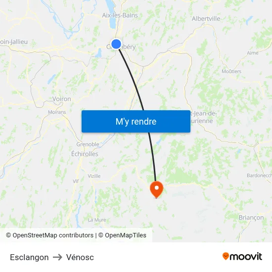 Esclangon to Vénosc map