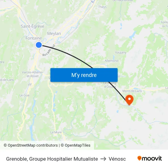 Grenoble, Groupe Hospitalier Mutualiste to Vénosc map