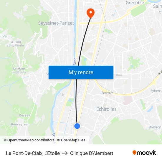 Le Pont-De-Claix, L'Etoile to Clinique D'Alembert map