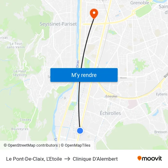 Le Pont-De-Claix, L'Etoile to Clinique D'Alembert map