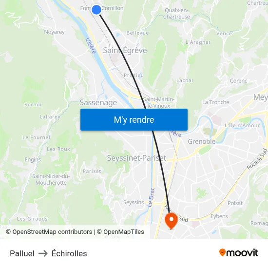 Palluel to Échirolles map