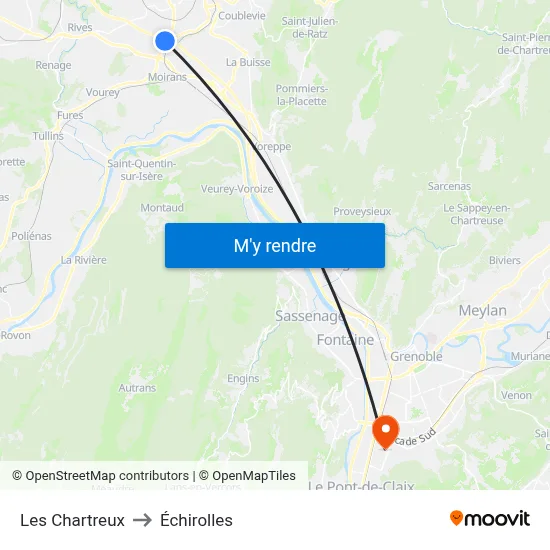 Les Chartreux to Échirolles map