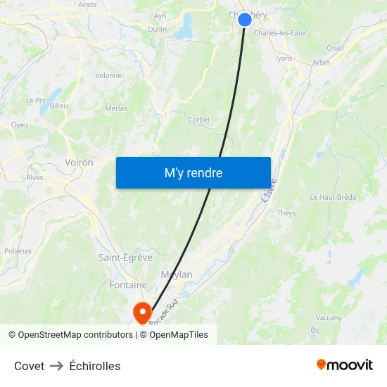 Covet to Échirolles map