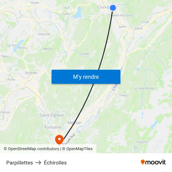 Parpillettes to Échirolles map