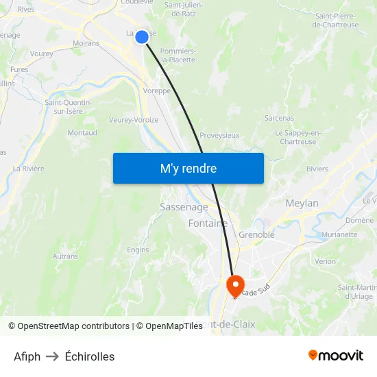 Afiph to Échirolles map