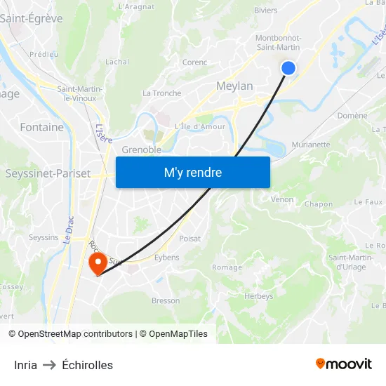 Inria to Échirolles map