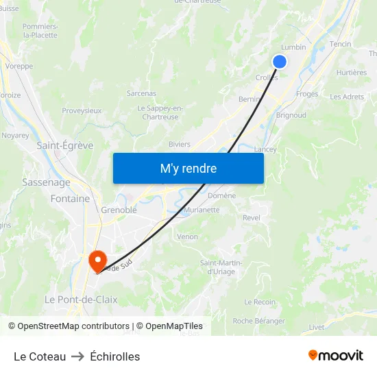 Le Coteau to Échirolles map