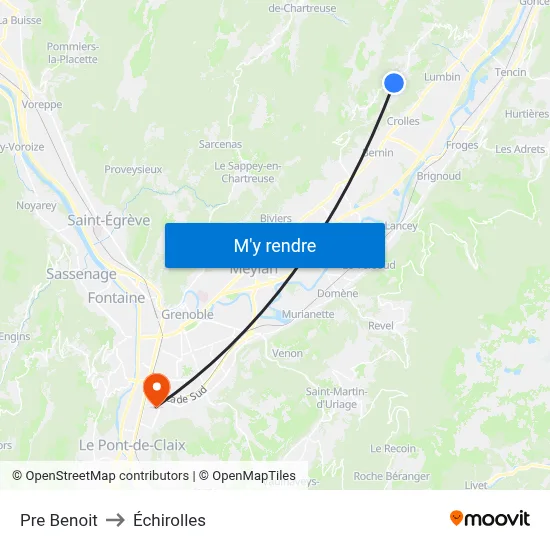 Pre Benoit to Échirolles map