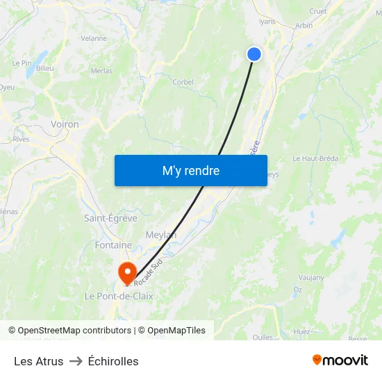 Les Atrus to Échirolles map
