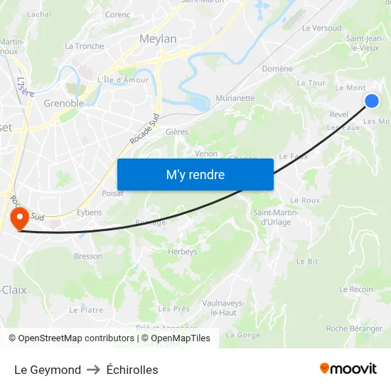 Le Geymond to Échirolles map