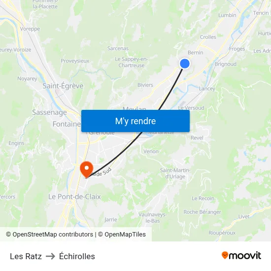 Les Ratz to Échirolles map