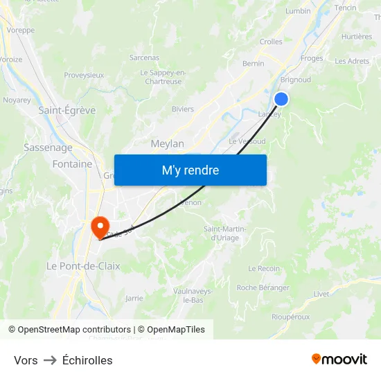 Vors to Échirolles map