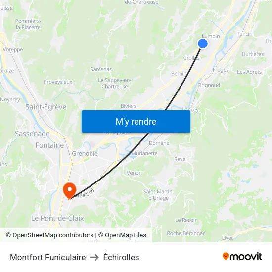 Montfort Funiculaire to Échirolles map