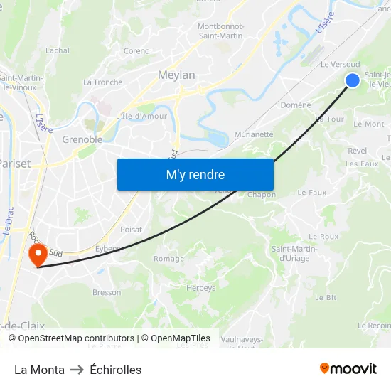 La Monta to Échirolles map