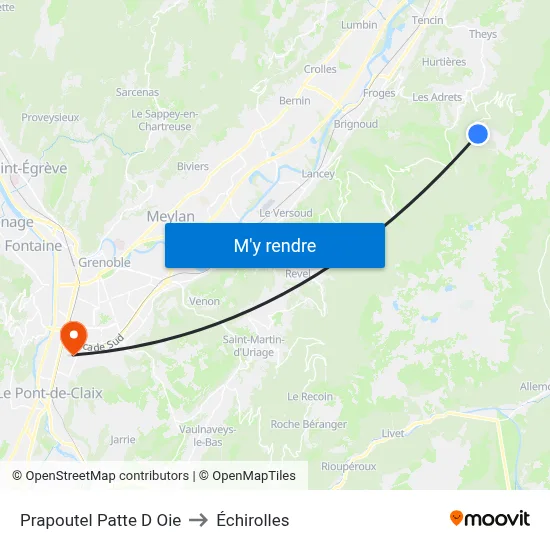 Prapoutel Patte D Oie to Échirolles map