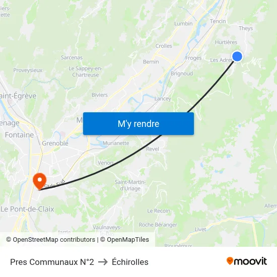 Pres Communaux N°2 to Échirolles map