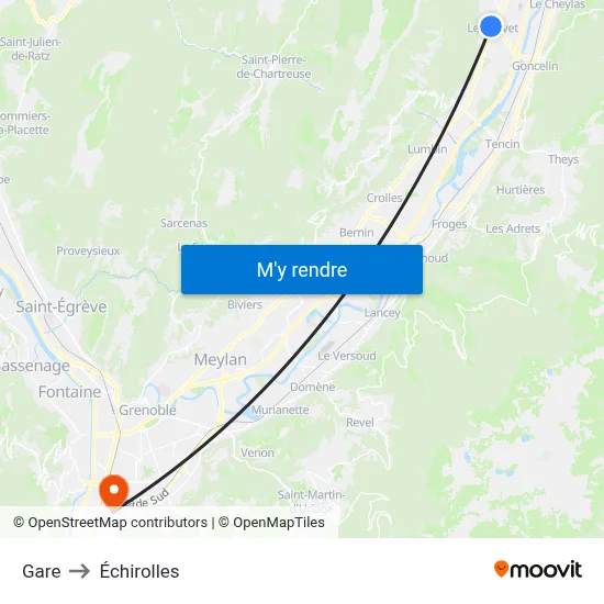 Gare to Échirolles map