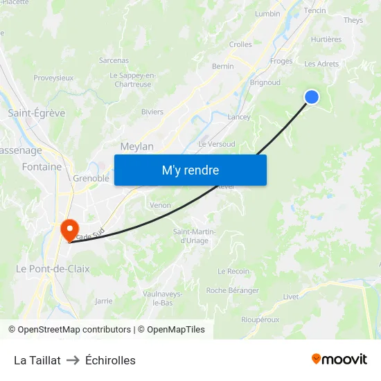 La Taillat to Échirolles map