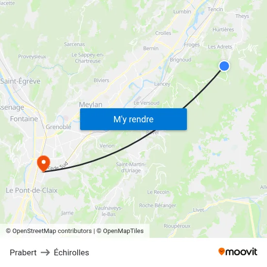 Prabert to Échirolles map