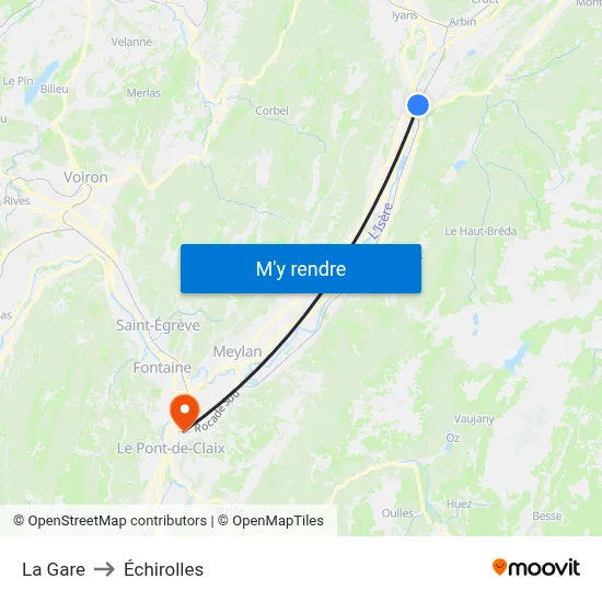 La Gare to Échirolles map