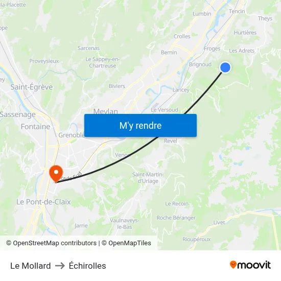 Le Mollard to Échirolles map