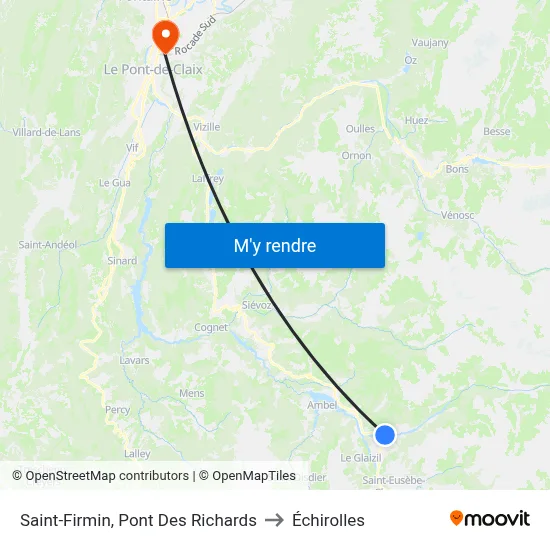 Saint-Firmin, Pont Des Richards to Échirolles map