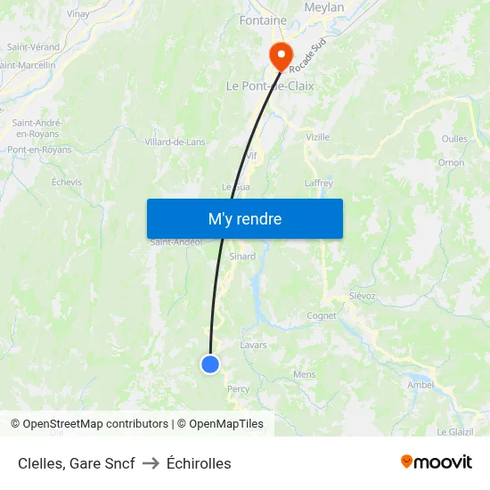 Clelles, Gare Sncf to Échirolles map
