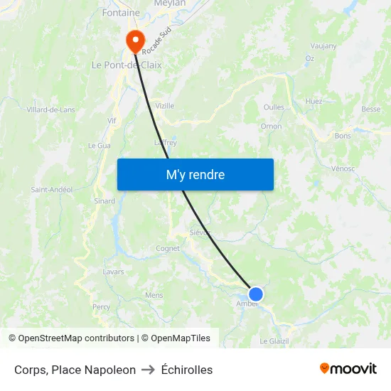 Corps, Place Napoleon to Échirolles map