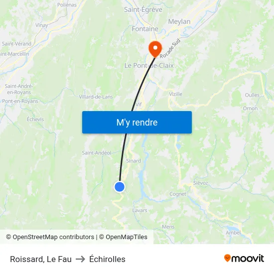 Roissard, Le Fau to Échirolles map
