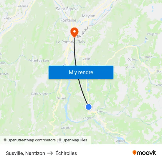 Susville, Nantizon to Échirolles map