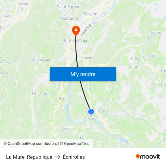 La Mure, Republique to Échirolles map