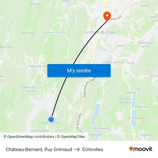 Château-Bernard, Puy Grimaud to Échirolles map