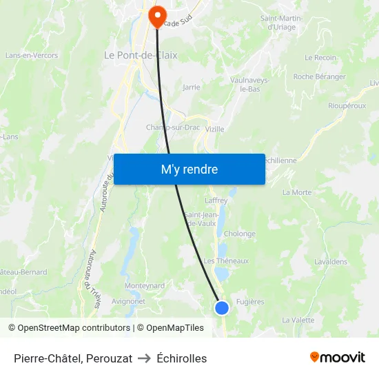 Pierre-Châtel, Perouzat to Échirolles map