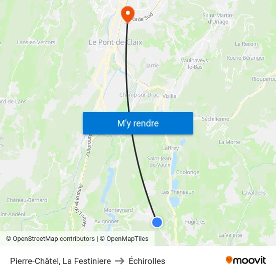 Pierre-Châtel, La Festiniere to Échirolles map