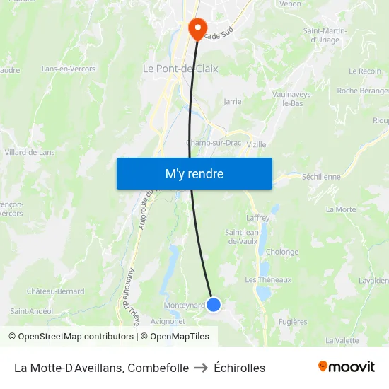 La Motte-D'Aveillans, Combefolle to Échirolles map