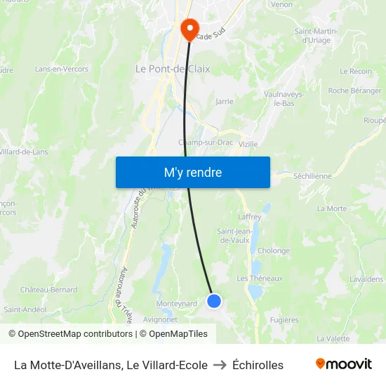 La Motte-D'Aveillans, Le Villard-Ecole to Échirolles map