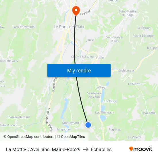 La Motte-D'Aveillans, Mairie-Rd529 to Échirolles map