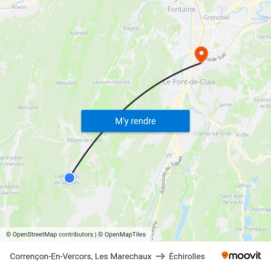 Corrençon-En-Vercors, Les Marechaux to Échirolles map