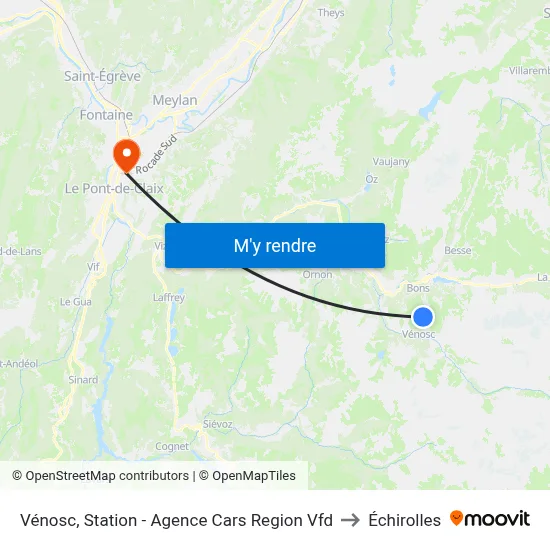 Vénosc, Station - Agence Cars Region Vfd to Échirolles map