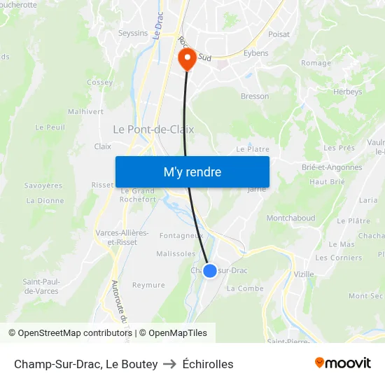 Champ-Sur-Drac, Le Boutey to Échirolles map
