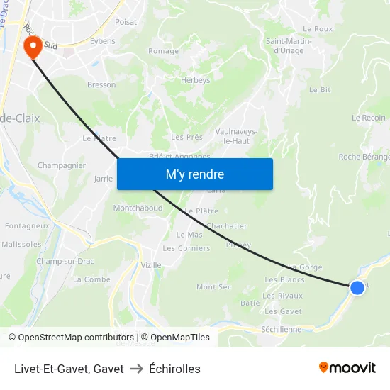 Livet-Et-Gavet, Gavet to Échirolles map