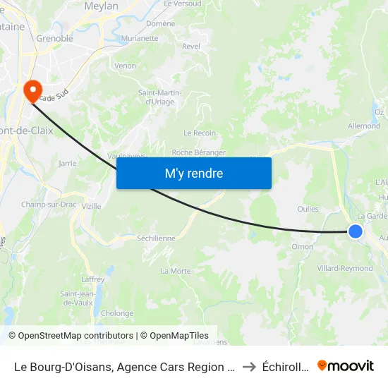 Le Bourg-D'Oisans, Agence Cars Region Vfd to Échirolles map