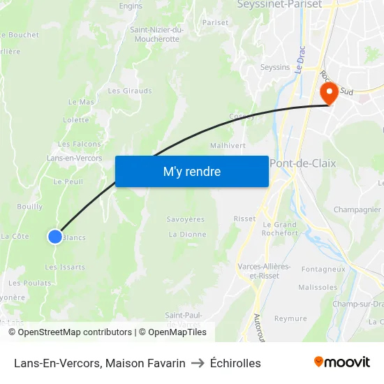 Lans-En-Vercors, Maison Favarin to Échirolles map