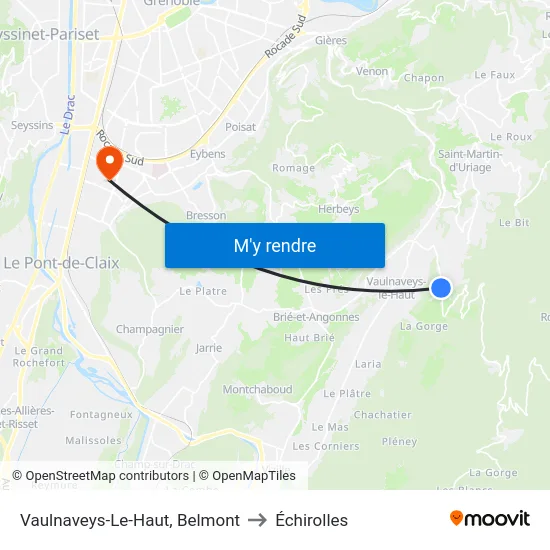 Vaulnaveys-Le-Haut, Belmont to Échirolles map
