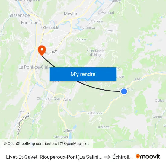Livet-Et-Gavet, Riouperoux-Pont(La Saliniere) to Échirolles map