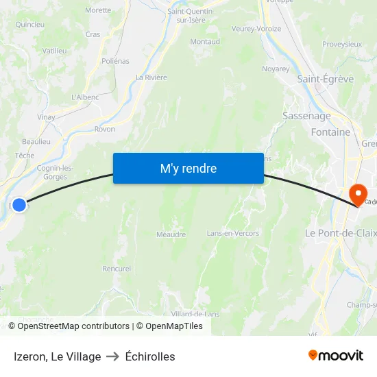 Izeron, Le Village to Échirolles map